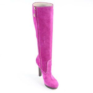 Dsquared2 Pink Leather Knee High Full Zip Boots #137